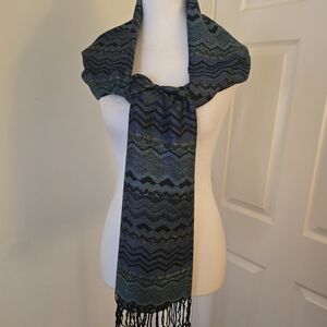 Cejon Blue/Black/Silver Chevron Scarf